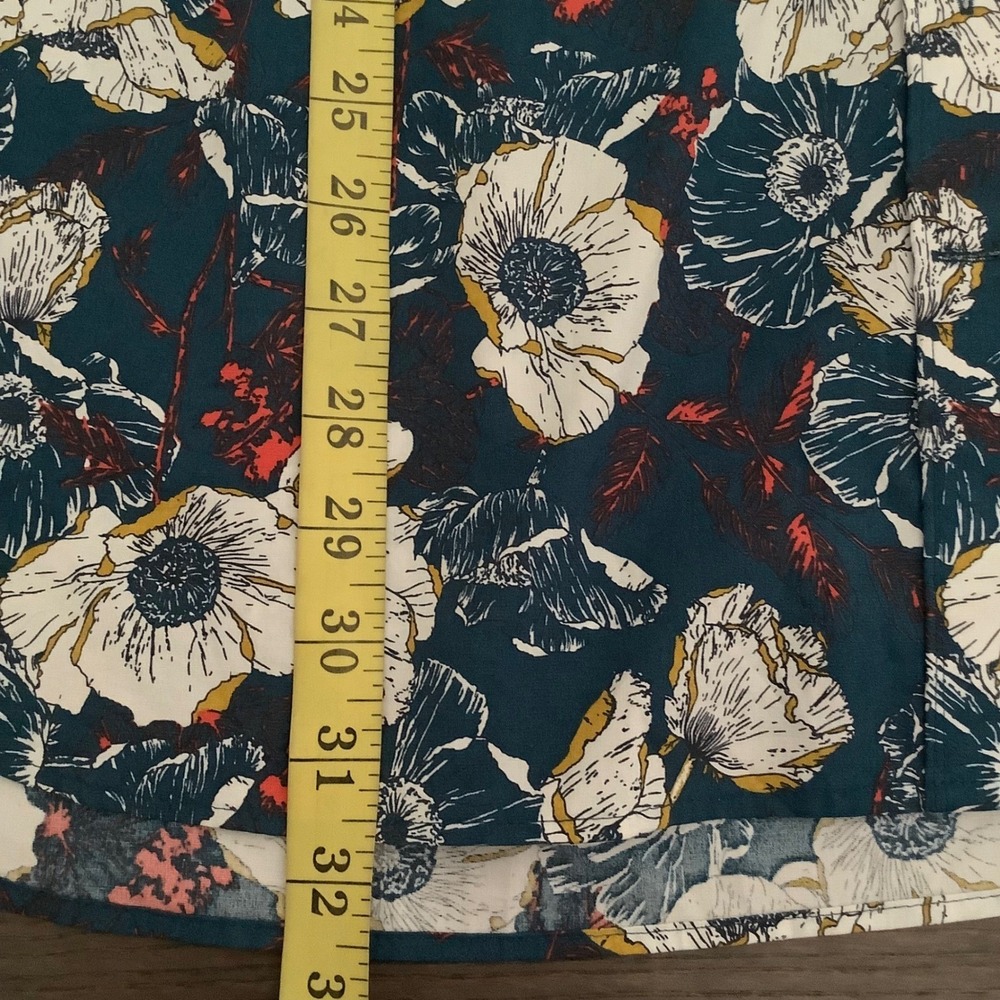 Duluth‎ Trading Co Womens Floral Poppy Button Front Tunic Top Teal Blue Large - Picture 8 of 15